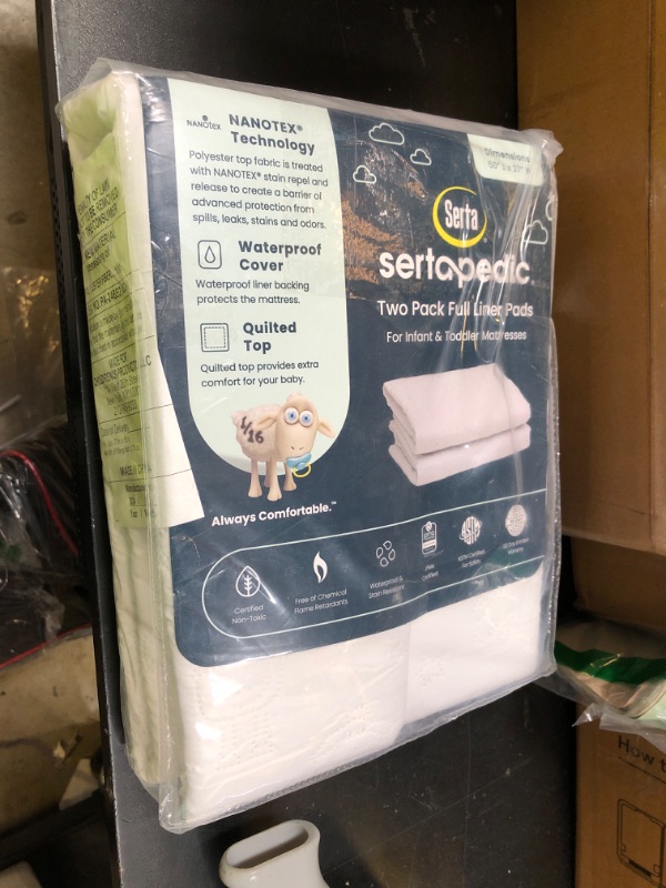 Photo 1 of Serta Sertapedic Crib Mattress Liner Pads (Pack of 2) - 100% Waterproof with Nanotex Technology - Ideal for Potty Training - Washable (White)