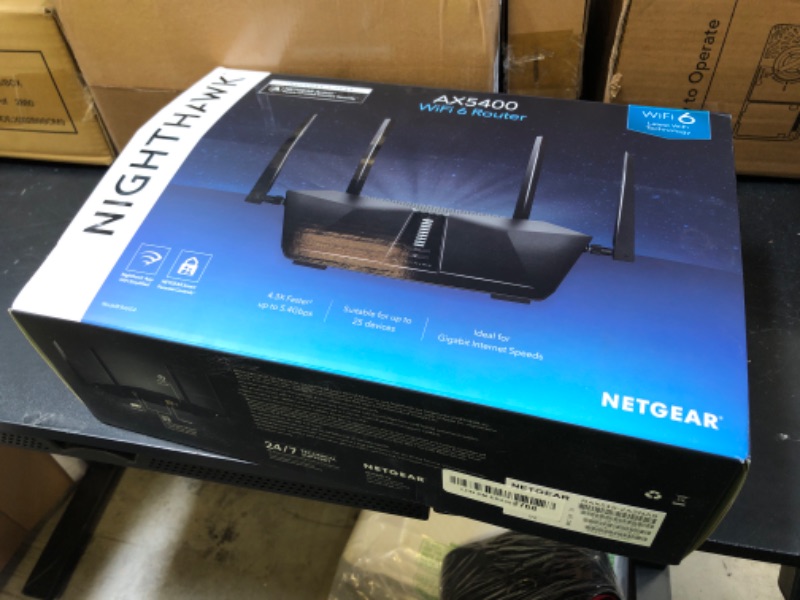Photo 1 of NETGEAR Nighthawk 6-Stream Dual-Band WiFi 6 Router (RAX54S) – Security Features, AX5400 Wireless Speed, Up to 5.4 Gbps, Covers up to 2,500 sq. ft., 25 Devices - 1-Year Armor Subscription Included