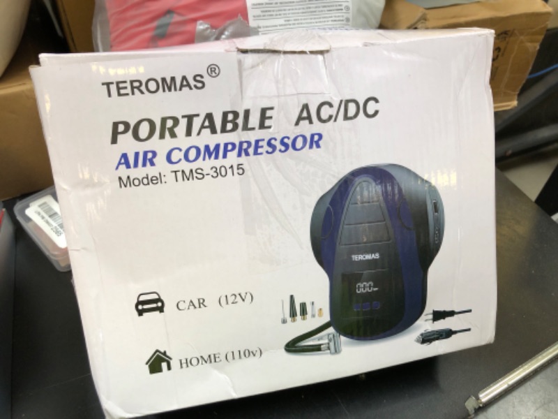 Photo 1 of TEROMAS Tire Inflator Portable Air Compressor, Air Pump DC/AC for Car Tires 12V DC and Other Inflatables at Home 110V AC, Digital Electric Tire Pump with Pressure Gauge(Blue)