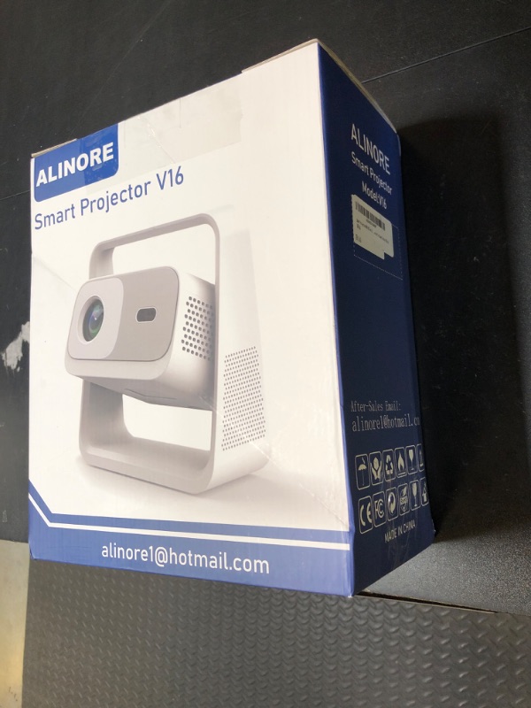Photo 1 of ALINORE Smart Projector with WiFi and Bluetooth, Built-in Apps, Electric Focus & Auto Keystone Portable Outdoor Projecor, Native 1080P Projector 4K Support, Movie Projector for Home Theater (White)