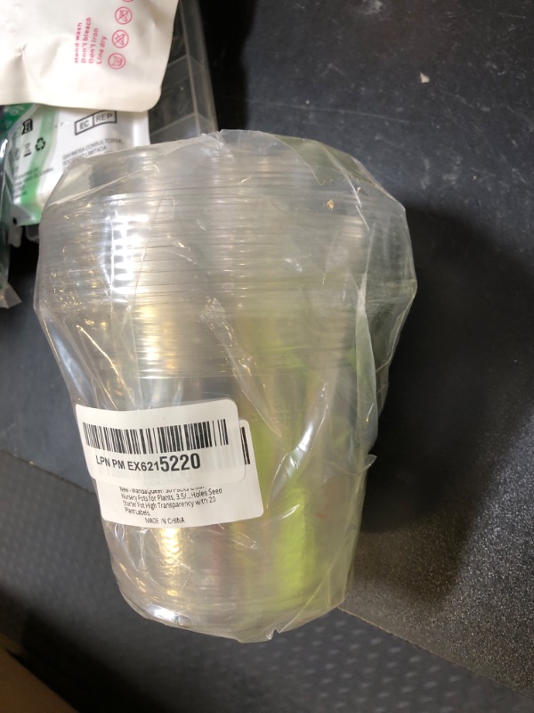 Photo 1 of WandaQueen 30 Packs Clear Nursery Pots for Plants, 3.5/4/5 Inch High Transparency Plastic Seedling Plant Pot with Drainage Holes, Includes 20 Labels