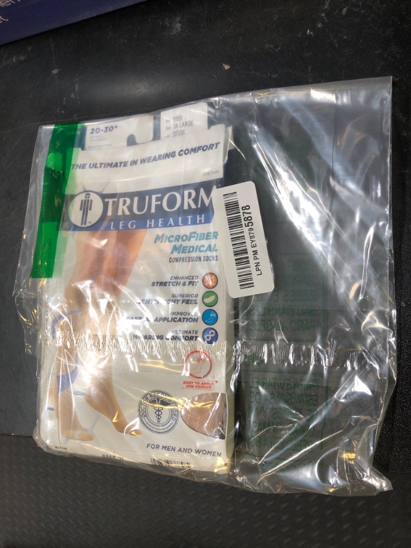 Photo 1 of Truform 20-30 mmHg Compression Stockings for Men and Women, Knee High Length, Closed Toe, Beige, 3X-Large