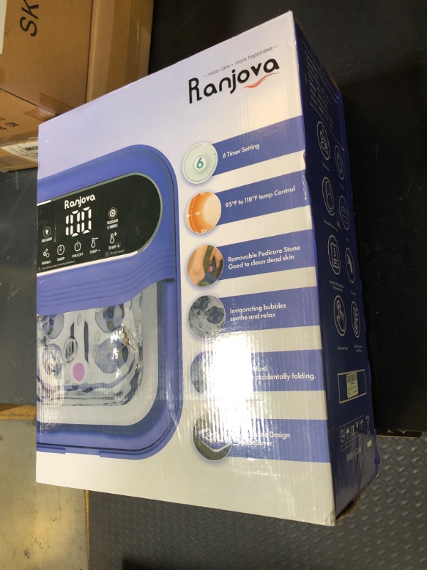 Photo 1 of Ranjova Foot Spa Electric Rotary Massage, Collapsible Foot Bath with Heat, Bubble,Temp Control, and 24 Motorized Shiatsu Massage Balls, Pedicure Foot Spa for Feet Relaxation (Blue)