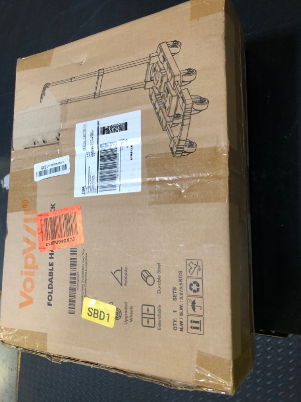 Photo 1 of Voipvvii Folding Hand Truck 500lbs, Portable Heavy Duty Dolly Cart, 6 Wheels Collapsible Luggage Cart with 2 Elastic Ropes - Compact Trolley Cart for Easy Moving - Ideal Hand Cart for Travel and More