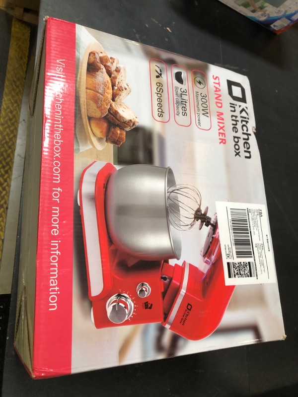 Photo 1 of Kitchen in the box Stand Mixer,3.2Qt Small Electric Food Mixer,6 Speeds Portable Lightweight Kitchen Mixer for Daily Use with Egg Whisk,Dough Hook,Flat Beater (Blue)