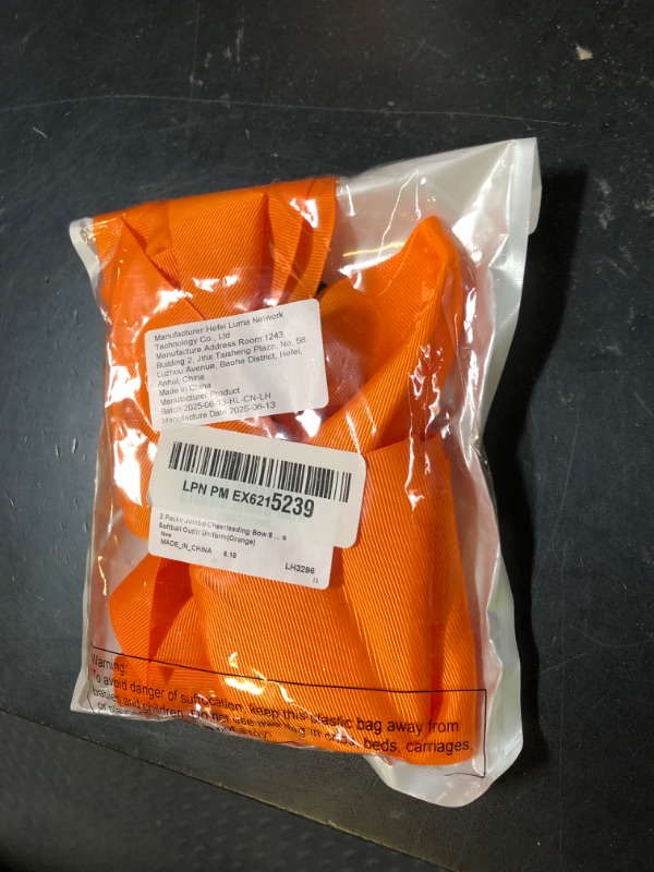 Photo 1 of 2 Packs Jumbo Cheerleading Bow 8 Inch Large Cheer Hair Bows with Ponytail Holder for Teen Girls Softball Outfit Uniform(Orange)