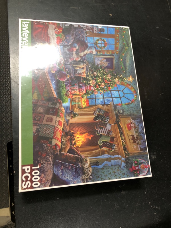 Photo 1 of Lavievert Wooden Jigsaw Puzzle 1000 Piece Puzzle for Adults and Kids - Santa Claus, Fireplace, Christmas Tree & Warm Christmas
