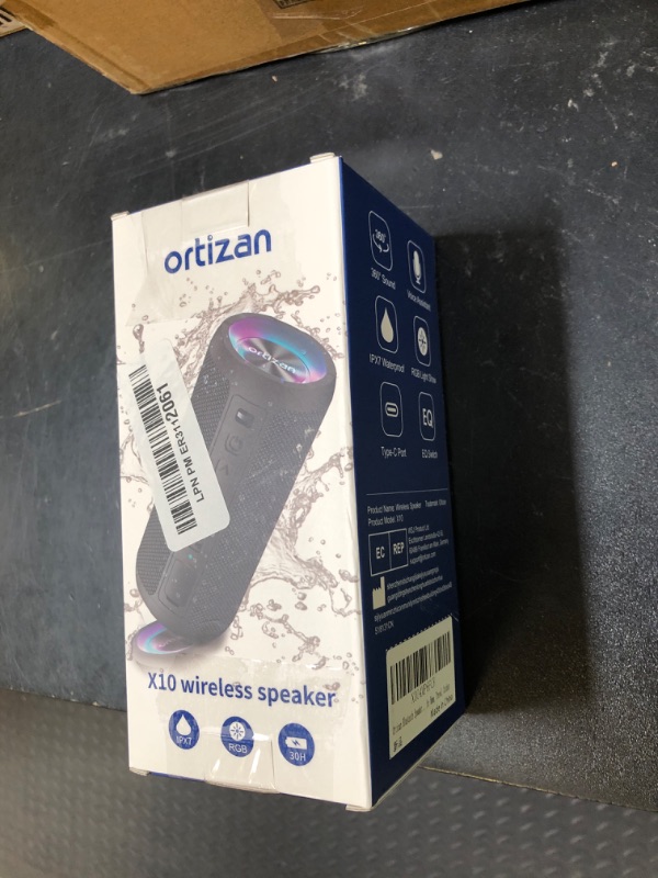 Photo 1 of Ortizan Wireless Portable Bluetooth Speaker, IPX7 Waterproof, Dustproof and Rustproof, Powerful 24W Sound, Enhanced Bass, 30-Hour Battery, 360° Party Light, and Stereo Pairing (BT 5.3), Gifts - Blue