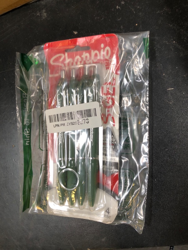 Photo 1 of SHARPIE S-Gel Gel Pens Drawing Pens Gel Ink For Journaling Writing Coloring Medium Point (0.7Mm) Green Barrel Black Ink 4 Count