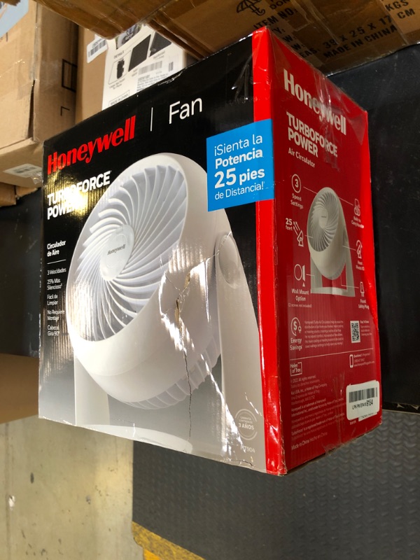 Photo 1 of Honeywell TurboForce Air Circulator, Small Tabletop Fan, Quiet Personal Fan for Home or Office, 3 Speeds, 90 Degree Pivoting Head, White, HT-904