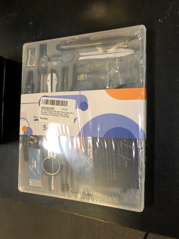Photo 1 of Mr. Pen Geometry Set with 6 Inch Swing Arm Protractor, Divider, Set Squares, Ruler, Compasses and Protractor, 15 Piece Set, Back to School Supplies