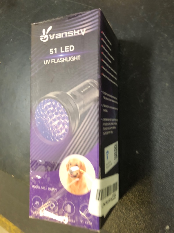 Photo 1 of Vansky UV Flashlight Black Light, 51 LED Blacklight Pet Urine Detector for Dog/Cat Urine, Dry Stains, Bed Bug, Resin Curing, Scorpions Finder