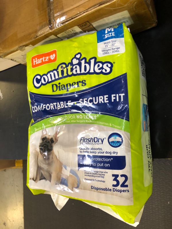 Photo 1 of Hartz Disposable Dog Diapers, Size M 32 count, Comfortable & Secure Fit, Easy to Put On