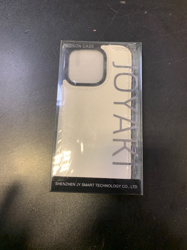 Photo 1 of JOYAKI Compatible with iPhone 15 Pro 6.1” Wallet Case +1 Screen Protector, Slim Protective case with Card Holder, PU Leather Kickstand Card Slots Case-White