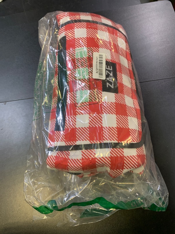 Photo 1 of ZAZE Picnic Blanket Extra Large Waterproof, 80''x80''Checkered Picnic Blankets Beach, Outdoor, Camping on Grass Accessories Couple Ideas Wedding Registry Gifts (Red and White)