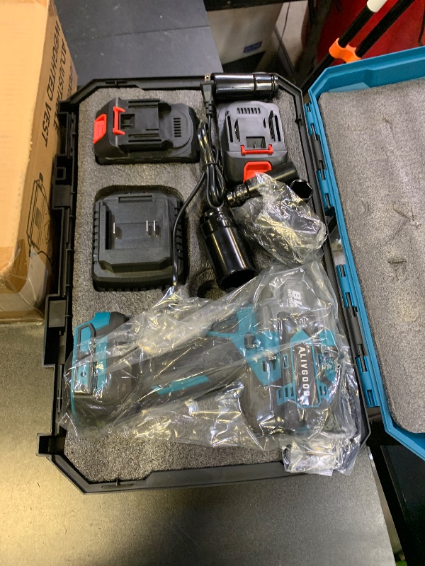 Photo 1 of Upgrade 1300N.m/1000Ft-lbs Cordless Impact Wrench, 2x 5.0AH Battery, 1/2 Inch Electric Impact Gun, Fast Charger, Power Impact Wrench for Truck RV Heavy-duty with 5 Sockets(17mm,19mm,21mm,24mm,32mm)