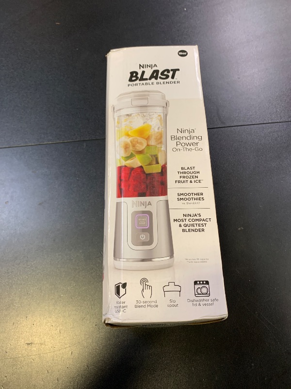 Photo 1 of Ninja BC151WH Blast Portable Blender, Cordless, 18oz. Vessel, Personal Blender-for Shakes & Smoothies, BPA Free, Leakproof-Lid & Sip Spout, USB-C Rechargeable, Dishwasher Safe Parts, White