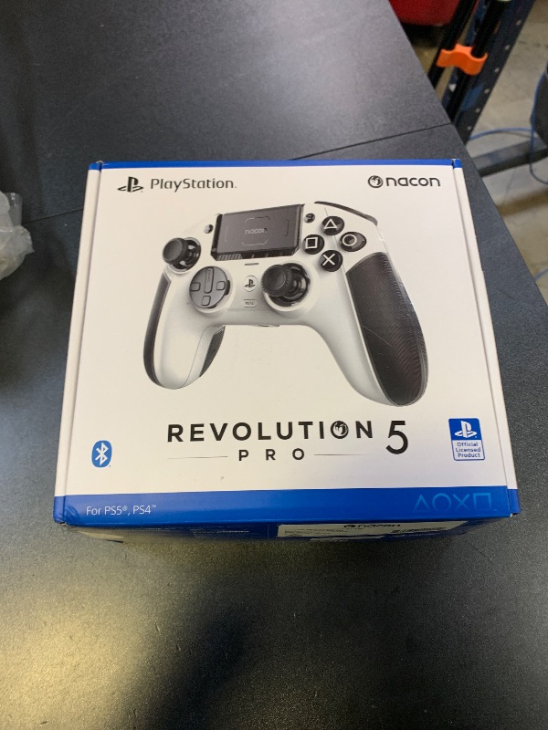 Photo 1 of NACON Revolution 5 Pro Officially Licensed PlayStation Wireless Gaming Controller for PS5 / PS4 / PC - Hall Effect, Trigger Stops, Mappable Buttons, Bluetooth Audio - White