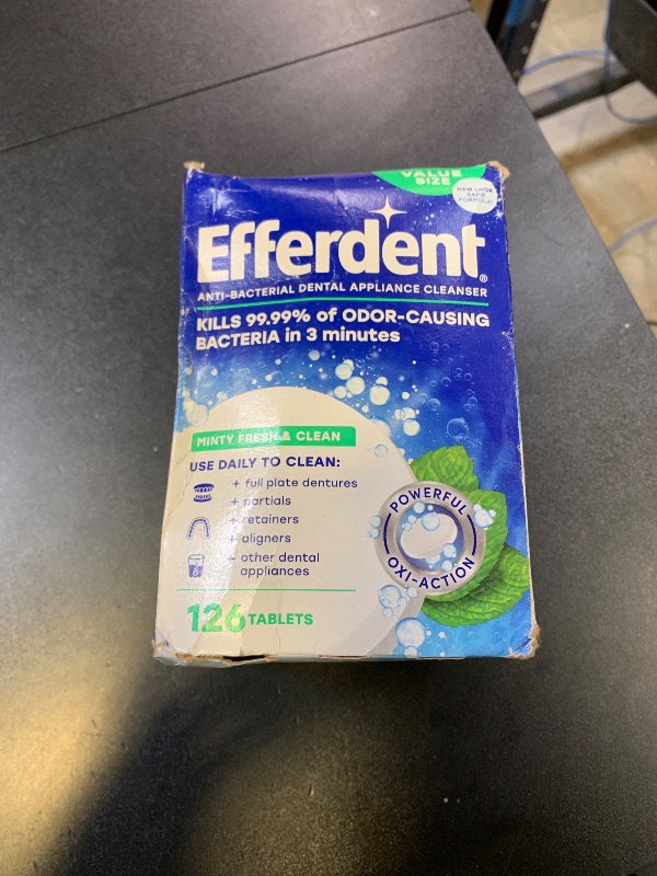 Photo 1 of Efferdent Retainer Cleaning Tablets, Denture Cleaning Tablets for Dental Appliances, Minty Fresh & Clean, 126 Count