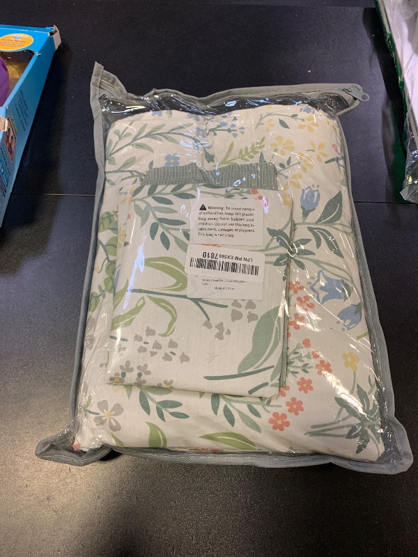 Photo 1 of HoneiLife Duvet Cover Queen Size - 100% Cotton Comforter Floral Breathable Duvet Cover with Zipper Closure & Corner Ties,3pcs Wildflower Comforter Cover Sets- Fragrant Grass