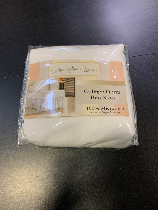 Photo 1 of Cottington Lane Extra Long Ruffled College Dorm Bed Skirt 32 Inch Drop, Premium Hotel Collection Brushed Mircofiber Twin XL Dust Ruffle Raised Dorm Room Essentials and Decor, White Solid