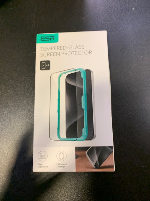 Photo 1 of ESR 3 Pack for iPhone 16 Plus/iPhone 15 Plus Screen Protector, [9H Hardness] [Military Grade Shatterproof] Full Coverage Tempered Glass Film with Easy Installation Tool, HD Clear, Scratch Resistant