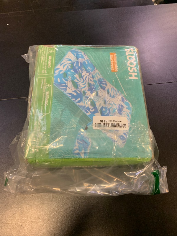 Photo 1 of SLOOSH Adjustable Backrest Pool Floats - Tropical Leaves Pool Lounger Floaties Adults with Cup Holders, Inflatable Tanning Float Rafts Chair Beach Lake Lounge Floating Above Water Keep Cool (Blue)