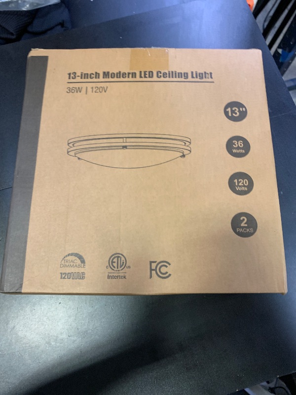 Photo 1 of 36W LED Ceiling Lights for Bedroom Kitchen, 3600lm Super Bright, Dimmable Flush Mount Light Fixtures 6500K/5000K/4000K/3000K/2700K Adjusted Modern Lamps 2PACK, 13 Inch, Nickle
