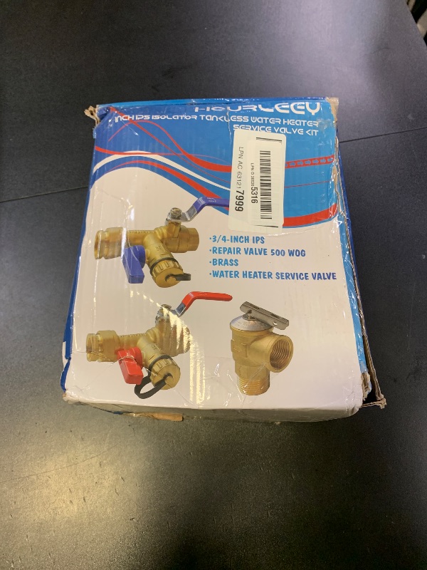 Photo 1 of Hourleey 3/4 Inch IPS Isolator Tankless Water Heater Service Valve Kit, with Pressure Relief Valve, Clean Brass