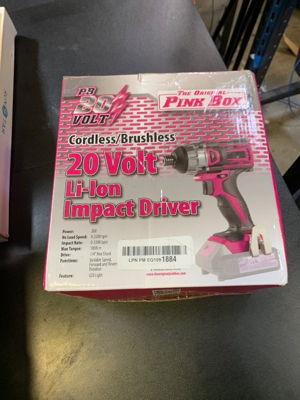 Photo 1 of The Original Pink Box 20-Volt Lithium-Ion Brushless Cordless ¼-Inch Impact Driver (Tool Only- Battery Not Included), Pink