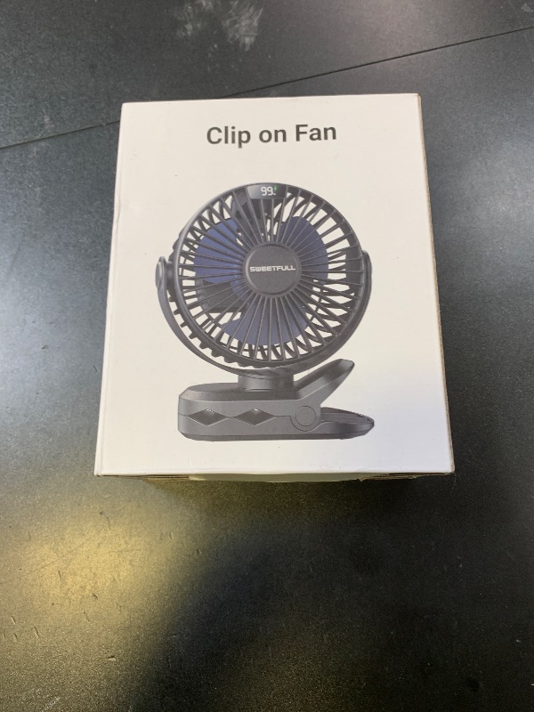 Photo 1 of SWEETFULL Portable Clip on Fan - Battery Operated Stroller Fan, 4000mAh Small Rechargeable Fans with LED Display, 4 Speeds, Mini Personal Cooling Desk Cooler for Golf Cart Travel Camping Gym (Black)
