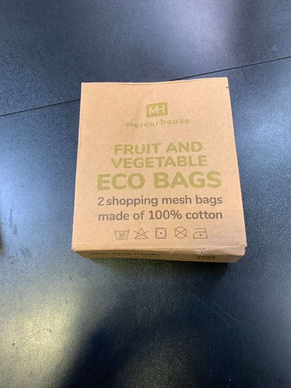 Photo 1 of MERCURHOUSE 2 pack Cotton String Shopping Bags Reusable Washable Grocery Mesh Bags Organizer for Grocery Shopping Produce Net Bags with Longhandle for Fruit Vegetable Storage