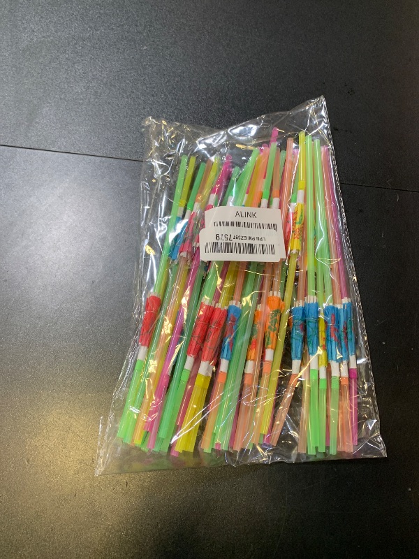 Photo 1 of ALINK 50 Umbrella Parasol Drinking Straws, Hawaiian Beach Cocktail Luau Party Decorations Supplies