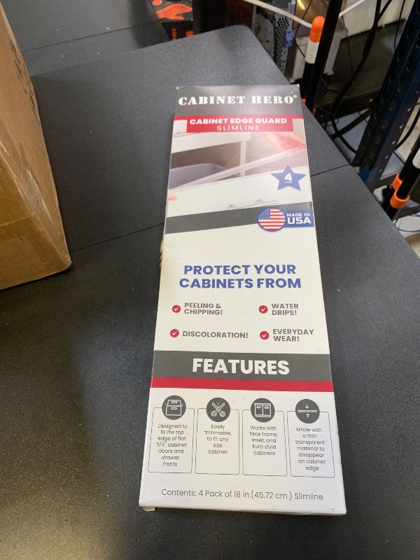 Photo 1 of Cabinet Hero 4-Pack 13/16" Thick, 18" Length Slimline Cabinet Edge Protector – Durable Slip-On Plastic Door & Drawer Edge Guard – Prevents Shelves for Wear, Bumps, Discoloration & Damage - Clear