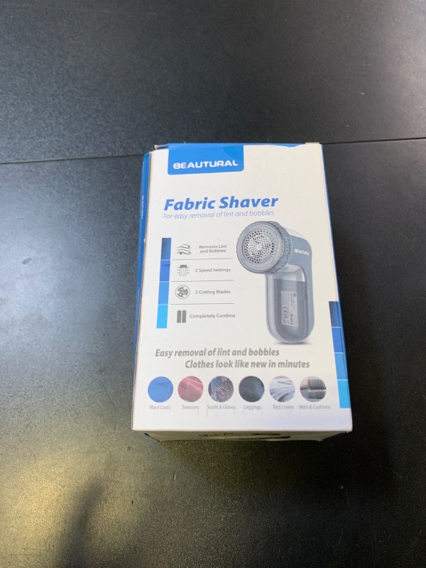 Photo 1 of BEAUTURAL Fabric Shaver and Lint Remover, Sweater Defuzzer with 2-Speeds, 2 Replaceable Stainless Steel Blades, Battery Operated, Remove Clothes Fuzz, Lint Balls, Pills, Bobbles Gray