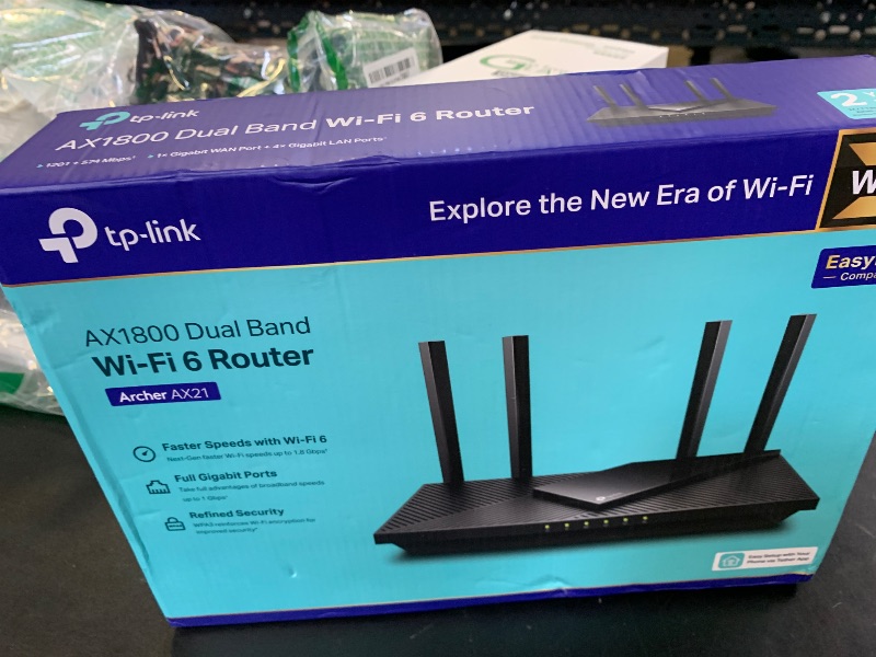 Photo 1 of TP-Link AX1800 WiFi 6 Router V4 (Archer AX21) – Dual Band Wireless Internet, Gigabit, Easy Mesh, Works with Alexa - A Certified for Humans Device, Free Expert Support
