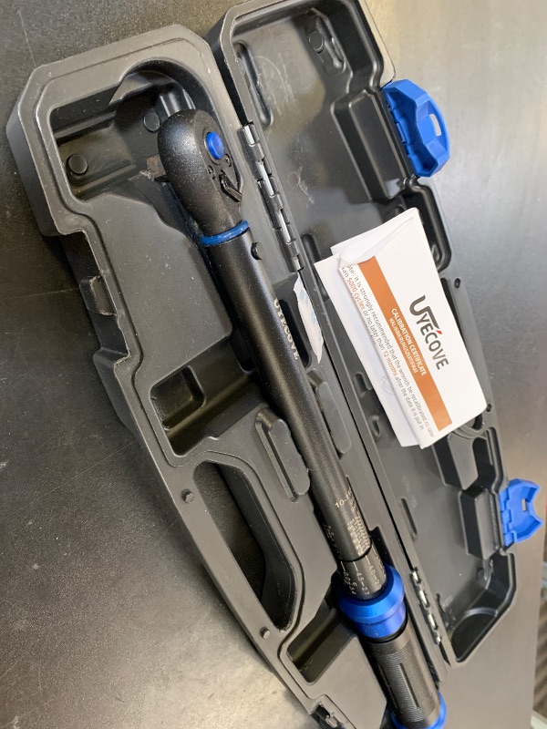 Photo 1 of UYECOVE 3/8-Inch Drive Click Torque Wrench, Dual-Direction Click Professional Torque Wrench 10-100FT.LB/13.6-135.6N.M, Dual Range Scales Graduated in FT.LB and N.M, Blue
