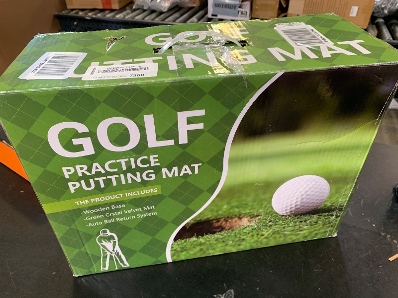 Photo 1 of PUTTLAZR Indoor Golf Putting Mat with Putter & 5 Golf Balls, Auto Ball Return Golf Putting Set, Smoothly Velvet Putting Matt for Indoors, Home, Office, Backyard, Golf Gift for Men, Green