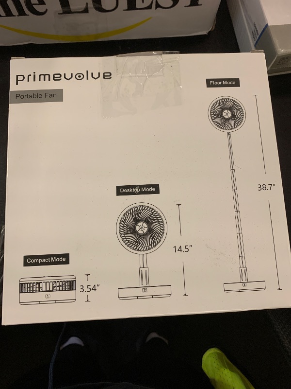 Photo 1 of Primevolve Battery Operated Fan,Portable Rechargeable USB Floor Table Desk Fan with Adjustable Height, 4 Speed Settings Pedestal Fan for Bedroom Camping Travel,Black 7.7"