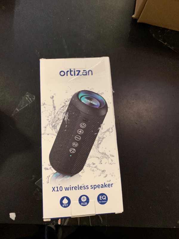 Photo 1 of Ortizan Portable Bluetooth Speaker: IPX7 Waterproof, 24W Loud Sound, Deep Bass, Bluetooth 5.3, LED Lights, Wireless Stereo Pairing, 30H Playtime, for Home/Outdoor/Party/Beach, Birthday Gift (Black)