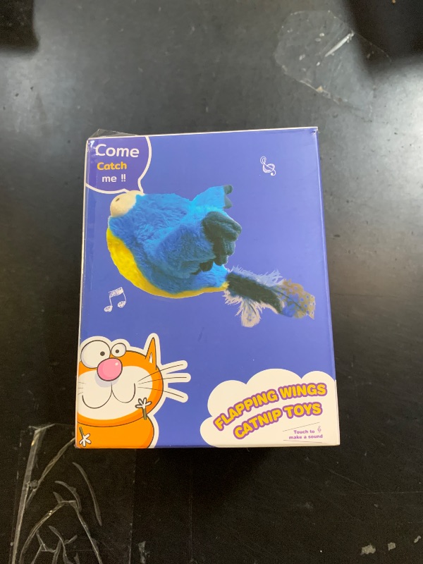 Photo 1 of KreizyGo Cat Toys, Flapping Wings Blue-Bird, No Flying, Chirping Bird Interactive Catnip Toy for Kitten or Small Dogs, Touch Activated, Rechargeable