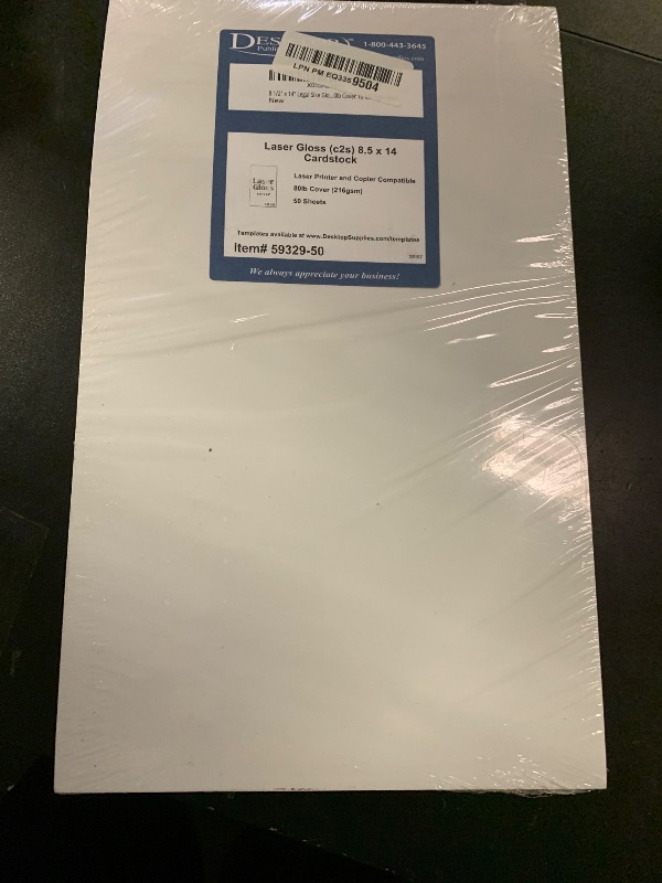 Photo 1 of 8 1/2" x 14" Legal Size Glossy Cardstock for Laser Printers - 50 Sheets - Premium 80lb Cover 10 Mil High Gloss