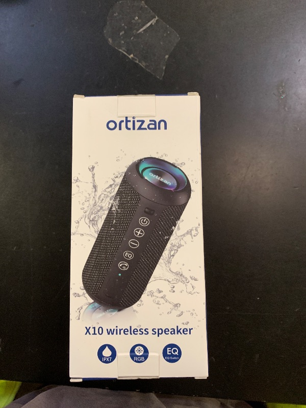 Photo 1 of Ortizan Portable Bluetooth Speaker: IPX7 Waterproof, 24W Loud Sound, Deep Bass, Bluetooth 5.3, LED Lights, Wireless Stereo Pairing, 30H Playtime, for Home/Outdoor/Party/Beach, Birthday Gift (Black)