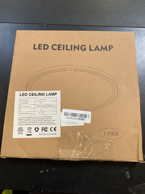 Photo 1 of hepside 1Pack LED Flush Mount Ceiling Light Fixture, 12Inch 24W, Dimmable&3000K/3500K/4000K/5000K/6500K Adjustable Low Profile Ceiling Lights, White Round Flat Ceiling Light for Closet,Kitchen,Hallway
