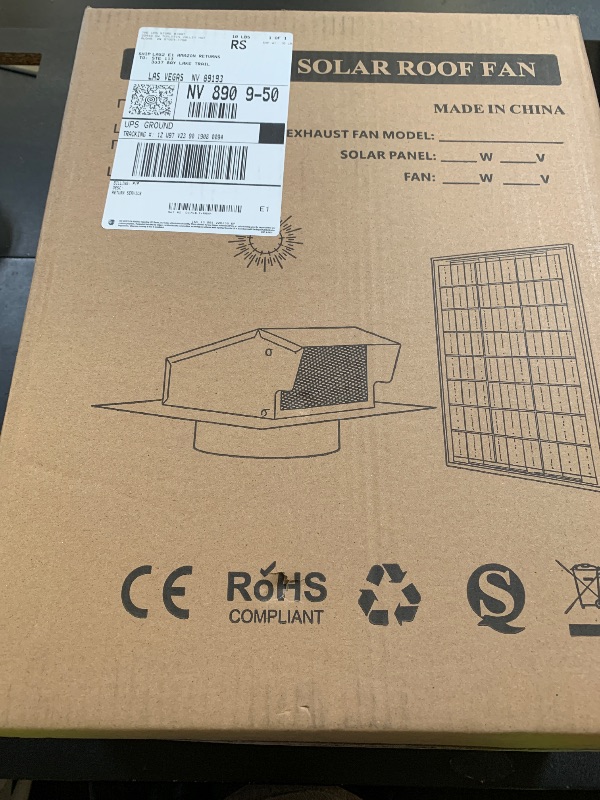 Photo 1 of 25W Solar Roof Vent Fan with 8 Inch Removable Roof Vents,Solar Attic Exhaust Fan for Ventilation System,Ideal Soalr Roof Fan for Garage, Shop and Warehouse,Black