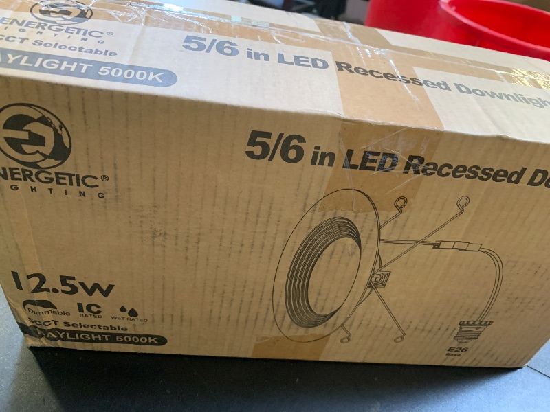 Photo 1 of E ENERGETIC LIGHTING LED Recessed Downlight 6 Inch, 12.5W=100W, Daylight 5000K, 950LM, Retrofit LED Recessed Ceiling Light, Dimmable Trim Can Lights, Baffle Trim, Damp Rated, ETL, 12 Pack
