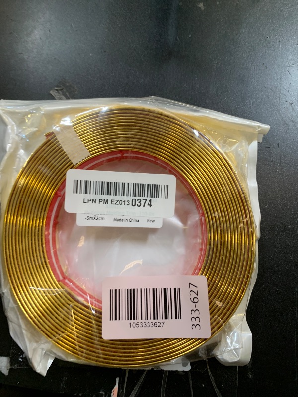 Photo 1 of Hungbak Peel and Stick Multifunctional Molding, 3-in-1 Design - Wall Trim & Corner Guards & Caulk Strip Baseboard for Floor, Table and Door Frame (Shiny Gold, 5m x 2cm)LPNPMEZ0130374
