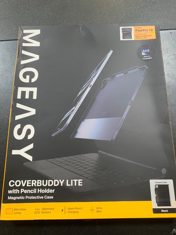 Photo 1 of MAGEASY CoverBuddy Lite for M4 iPad Pro 13" (2024) - iPad Pro Case Compatible with Magic Keyboard for iPad Pro (M4), with Apple Pencil Pro Pencil Holder - Black