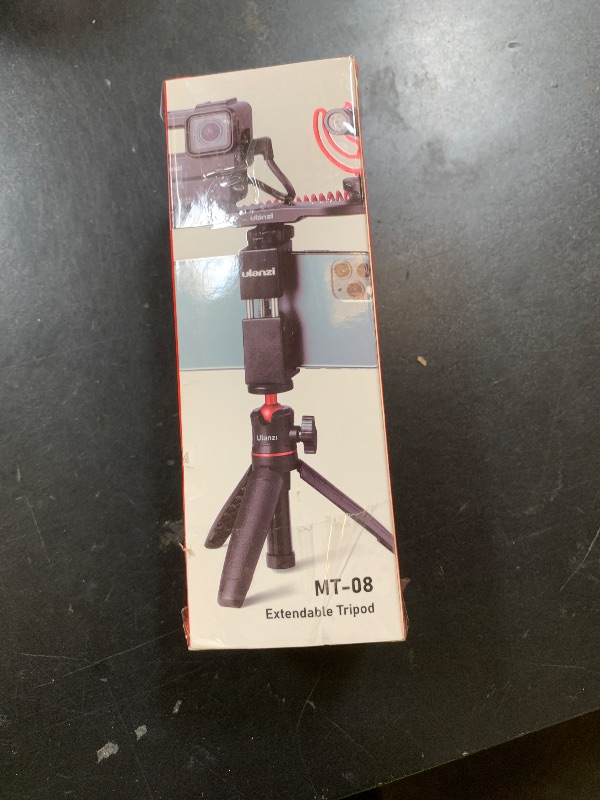 Photo 1 of ULANZI MT-08 Extension Rod Tripod Mini Selfie Stick Tripod Stand Handle Grip for iPhone 11 Pro Max Samsung Camera Sony Canon Nikon Vlogging Smartphone Mobile Phone Black/red