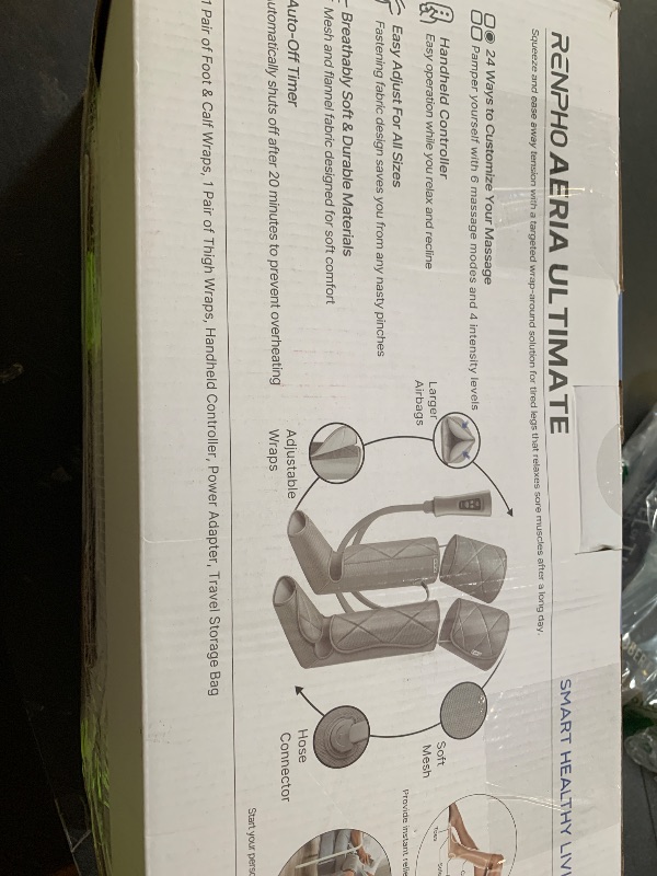 Photo 1 of RENPHO Leg Compression Massager, Leg Massager Calf Massager for Circulation and Pain Relief, Effective for Father Mother Reduce Swelling, Grey